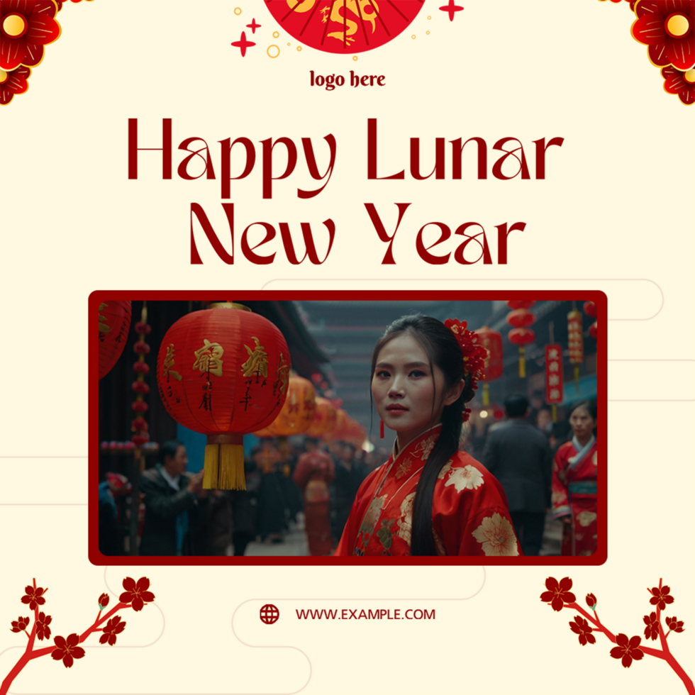 Chinese New Year Lunar New Year Greeting Background Social Media Post Template psd