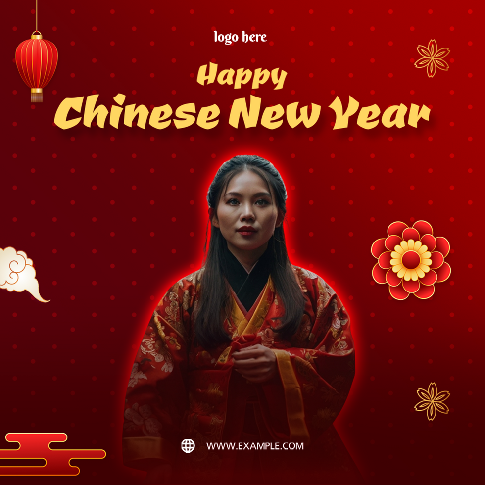 Happy Chinese New Year Lunar New Year Greeting Background Social Media Post Template psd