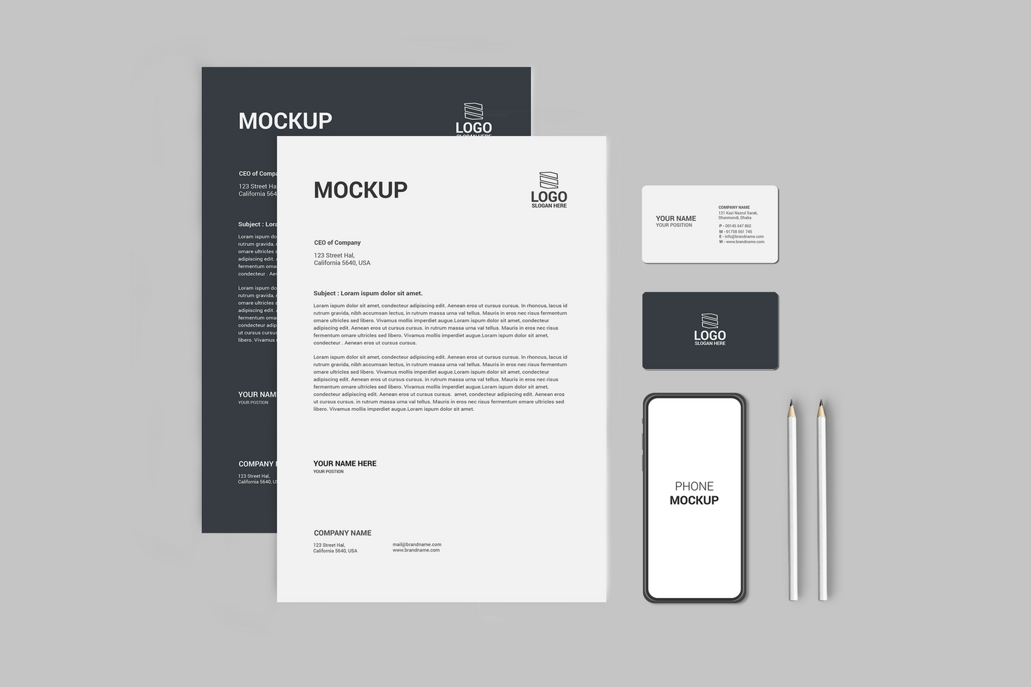 Two Letterhead Mockup Design psd