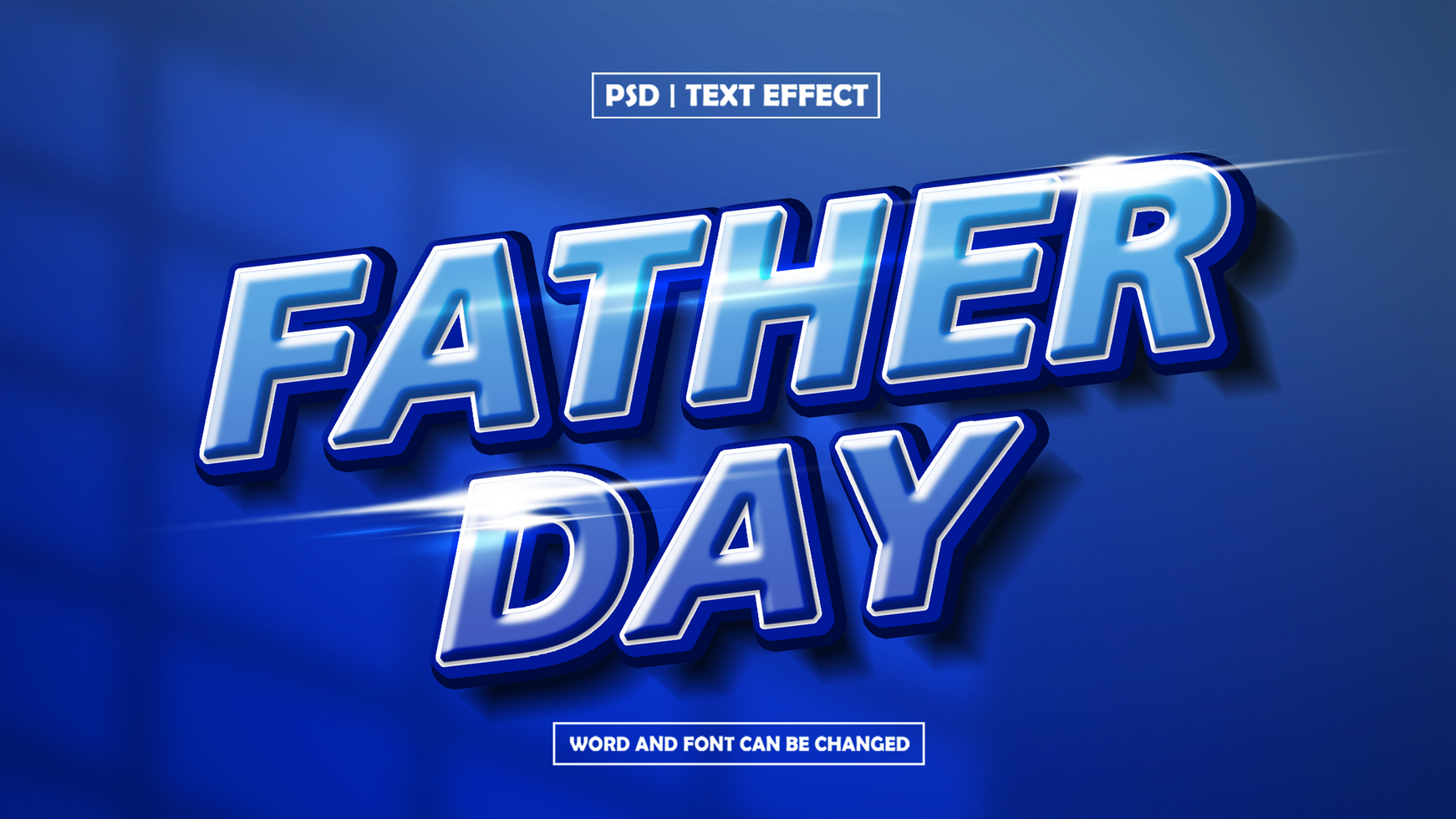 Father Day Text Effect on Blue Background psd