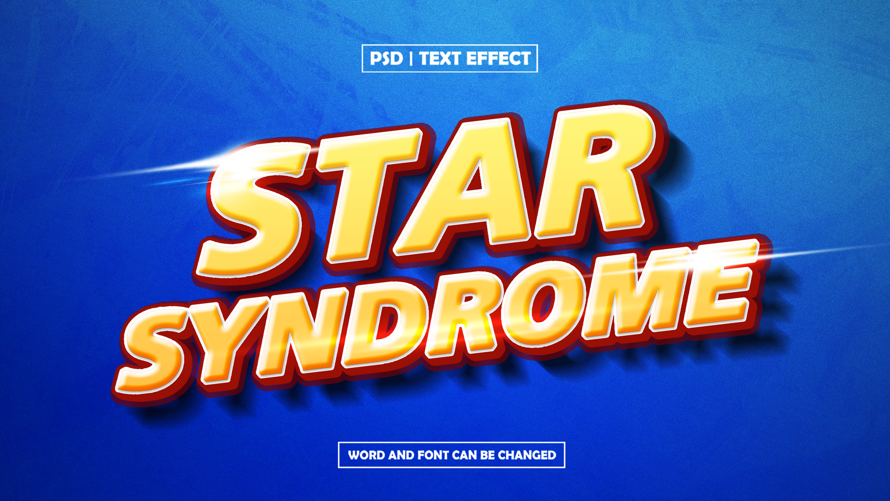 Star Syndrome Text Effect On Blue Background psd