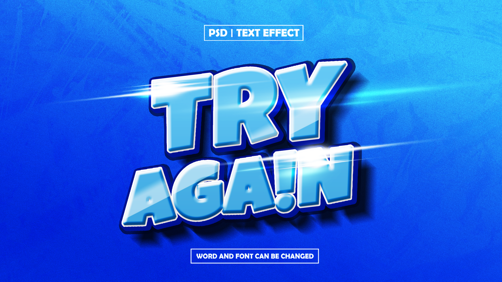 Try Again Text Effect, Editable 3D Text Style psd