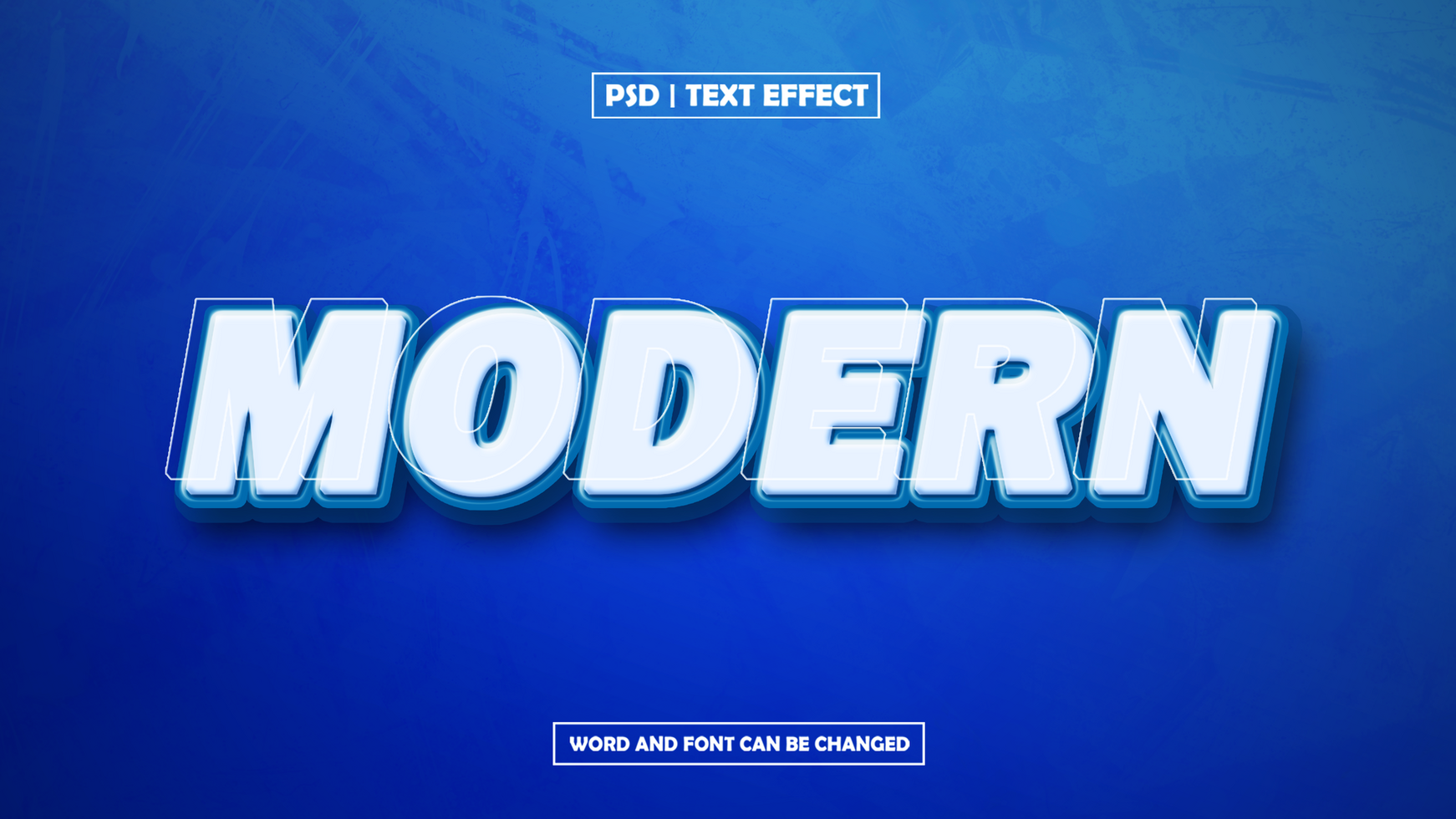 Modern Text Effect on Blue Background psd