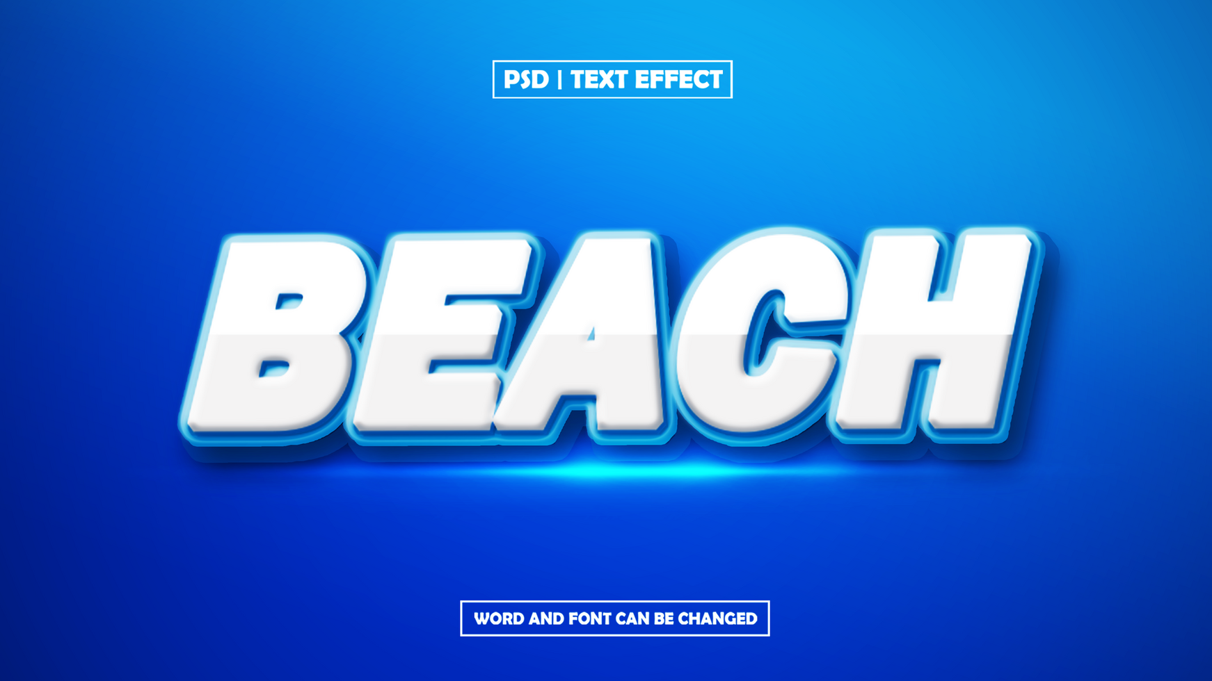 Beach Text Effect on Blue Background psd