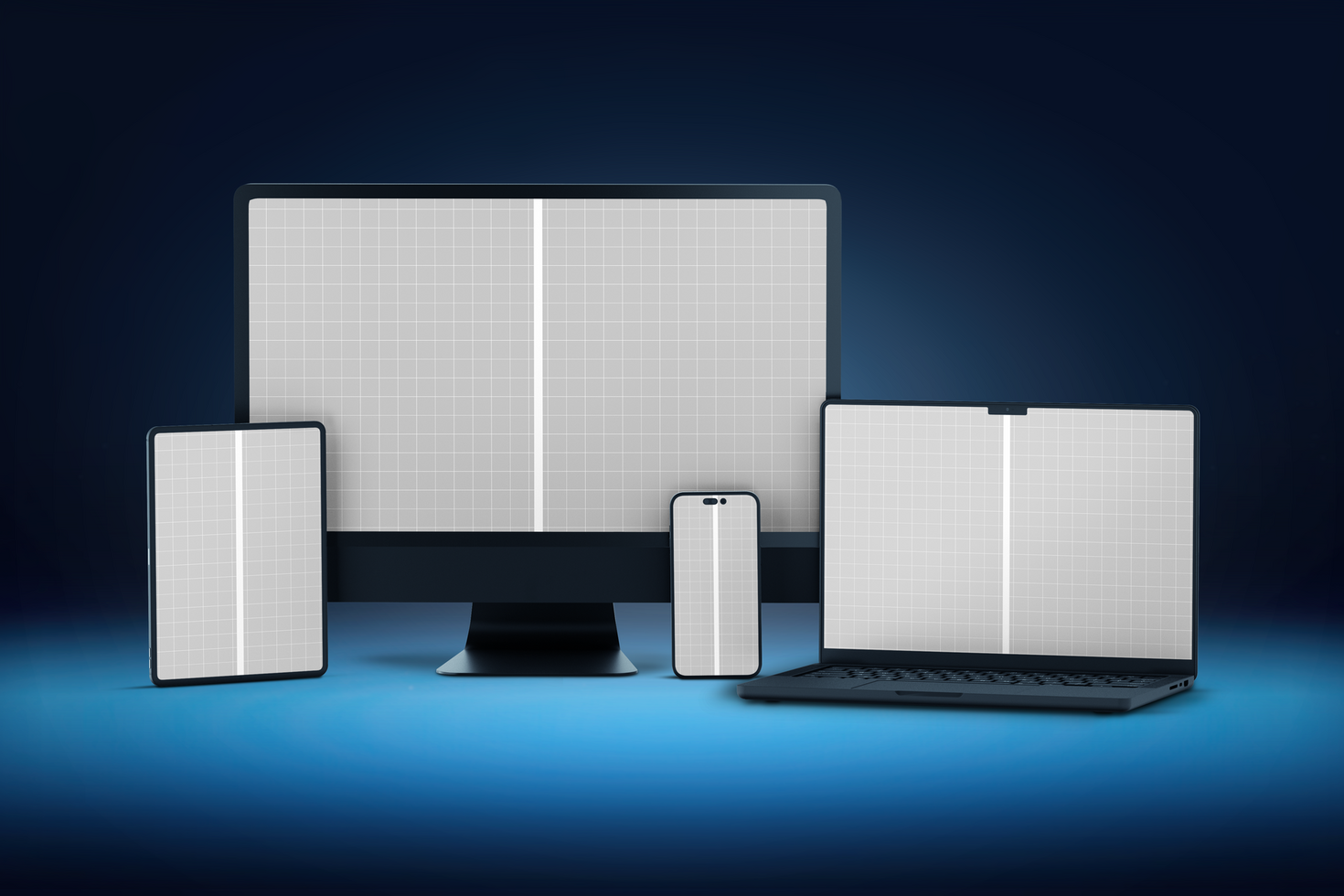 Devices Mockup in Dark Background psd