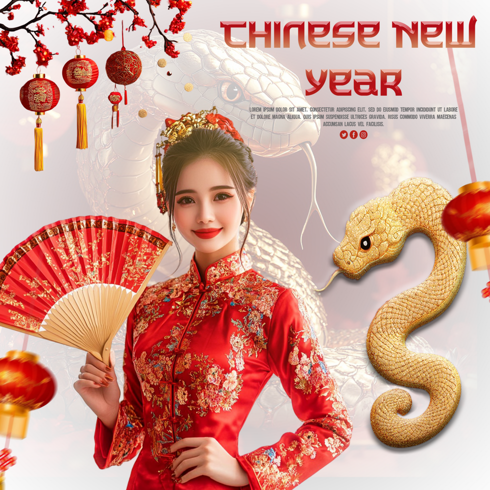 Chinese year celebration poster design Happy Chinese snake year post year psd