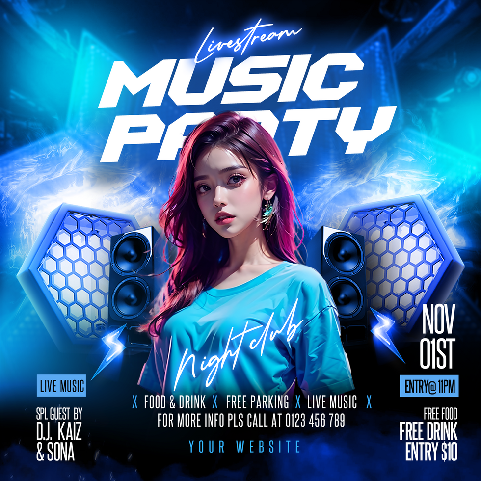 All Night Music Party Post Template psd