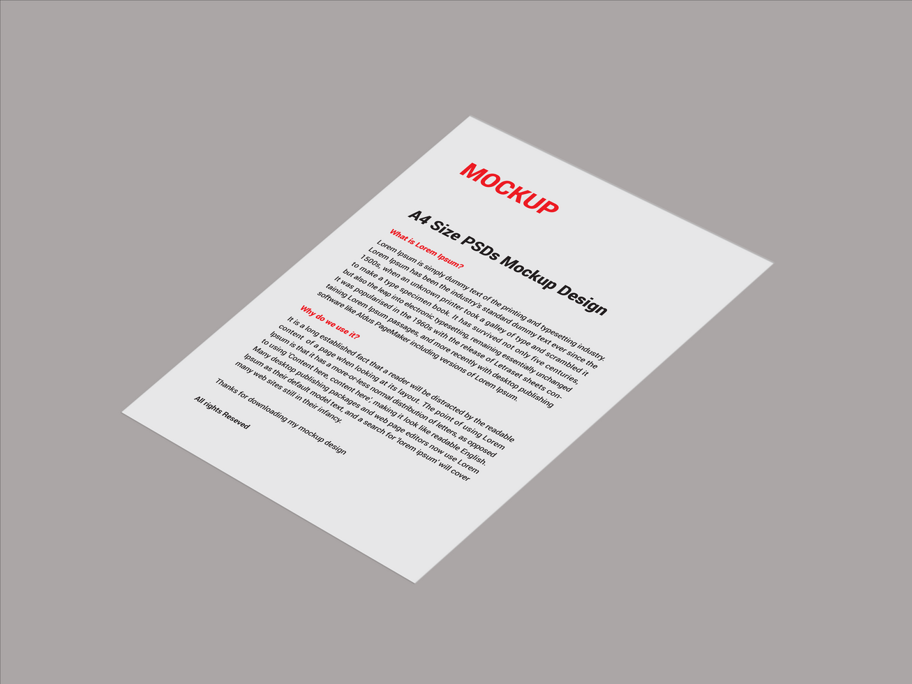 One side Premium Sell sheet Menu poster pamphlet invoice Letterhead fax cover flyer sale sheets and Letter mockup file psd