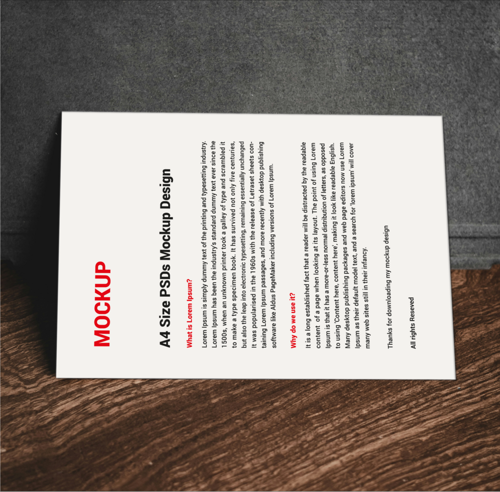 Sell sheet Menu poster pamphlet invoice Letterhead fax cover flyer sale sheet Letter mockup file psd