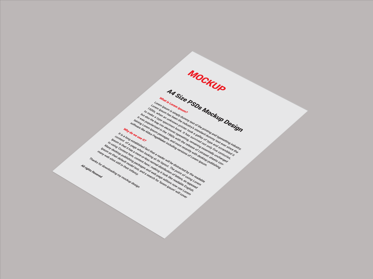 One side Premium Sell sheet Menu poster pamphlet invoice Letterhead fax cover flyer sale sheet and Letter mockup file psd