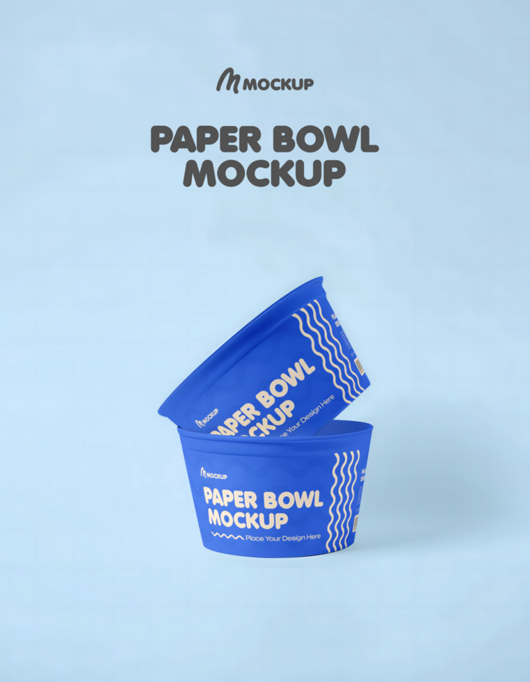 Two paper bowl mockup simple background psd