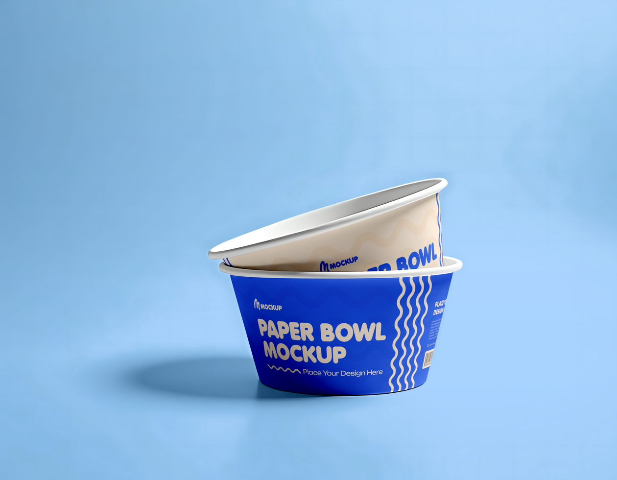 two paper bowl mockup With Blue Background psd