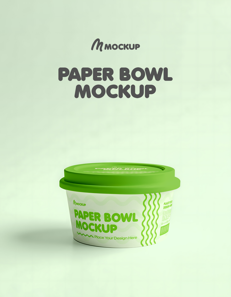 paper bowl with lid mockup psd
