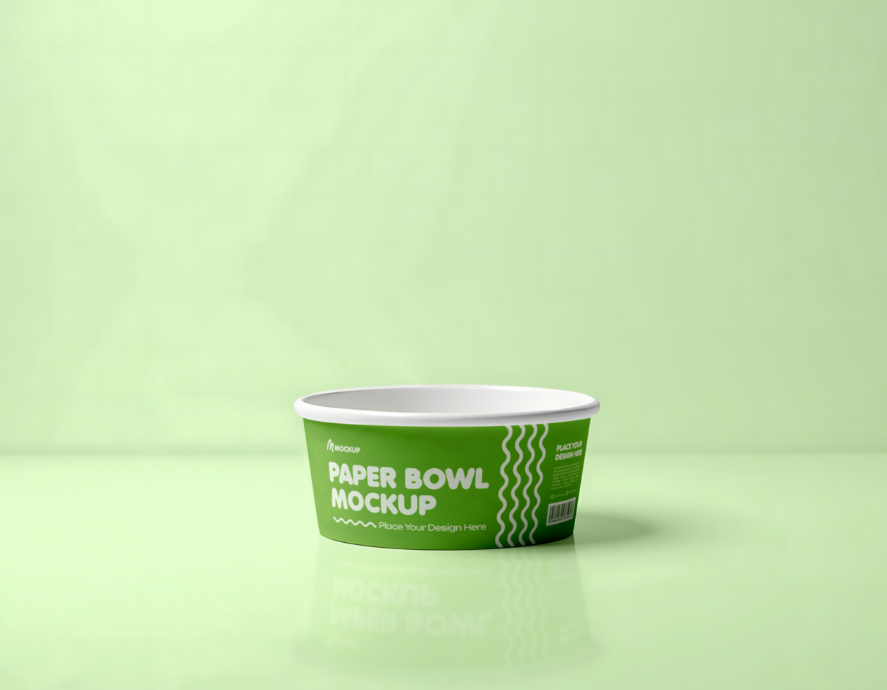 paper bowl mockup Green Background psd