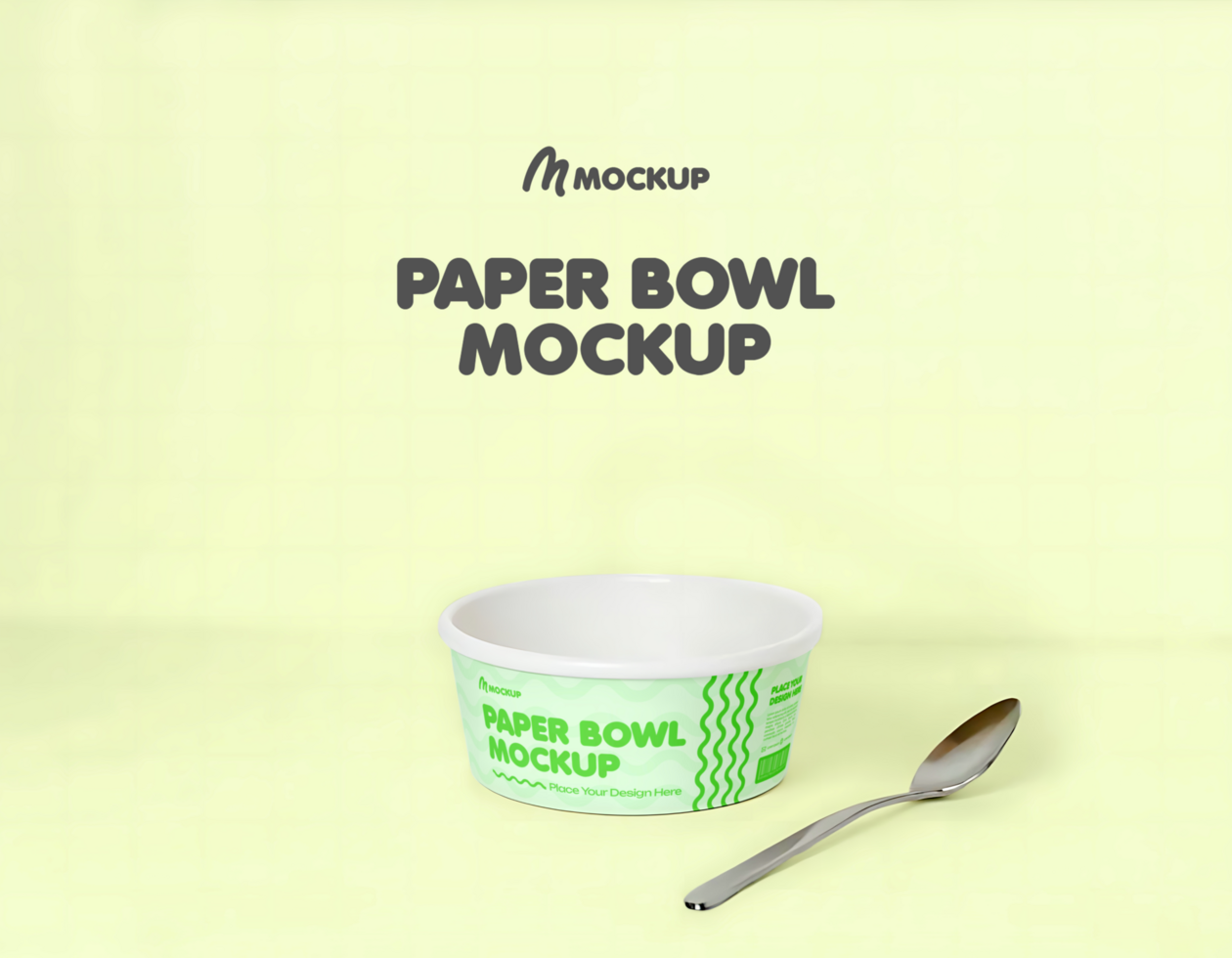 paper bowl mockup with spoon Background psd