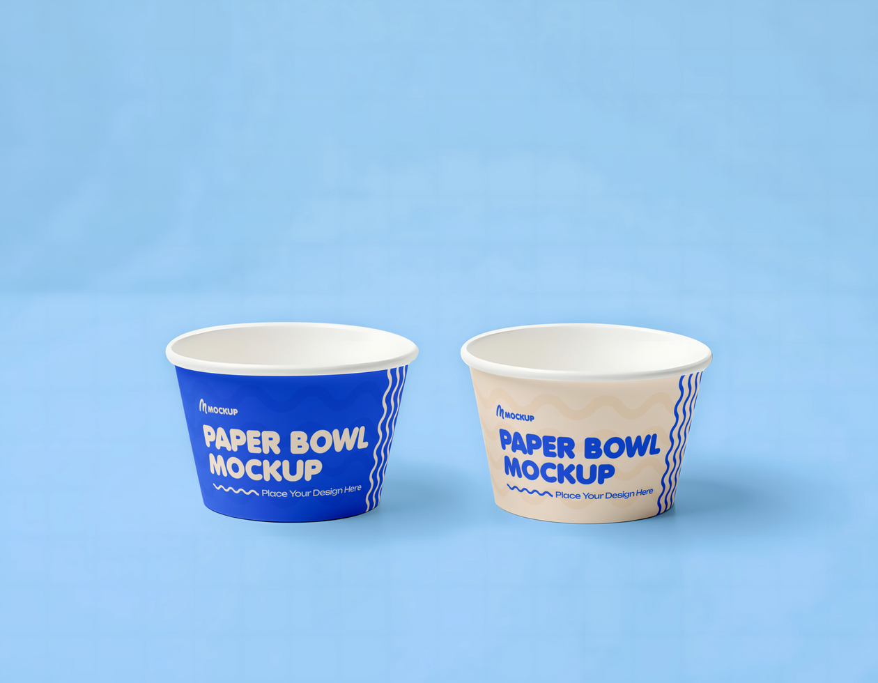 paper bowls mockup With Blue Background psd