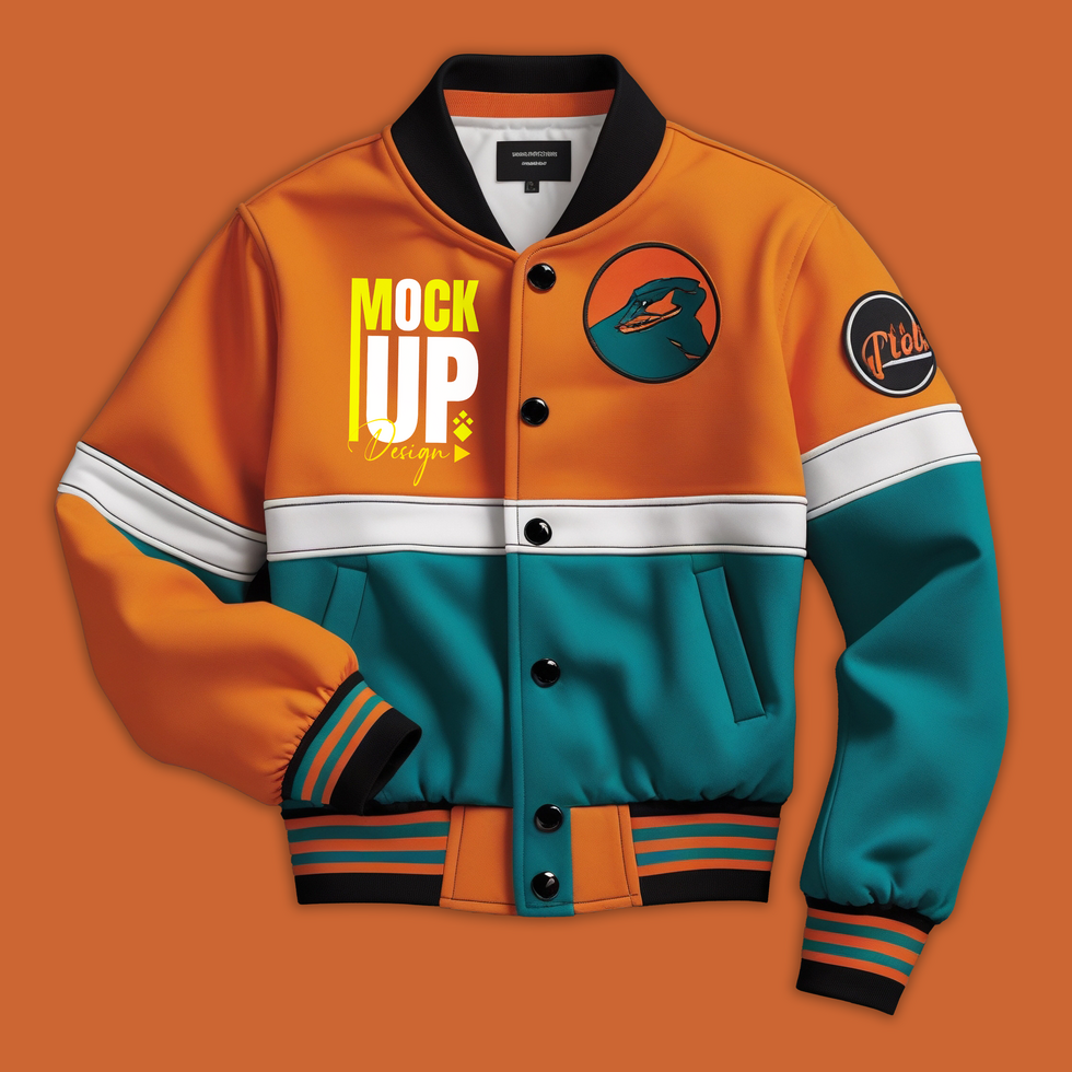 Varsity jacket and jumper mockup template for casual wear and fashionable menswear psd