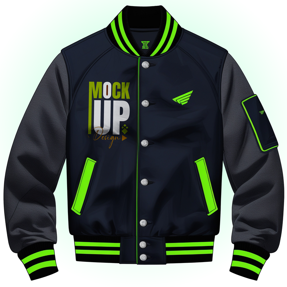 Trendy menswear jumper and jacket mockup template for varsity and outerwear designs psd