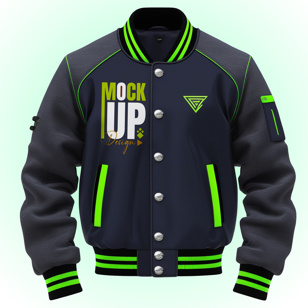 Menswear jumper and jacket mockup template featuring long sleeve casual outerwear psd
