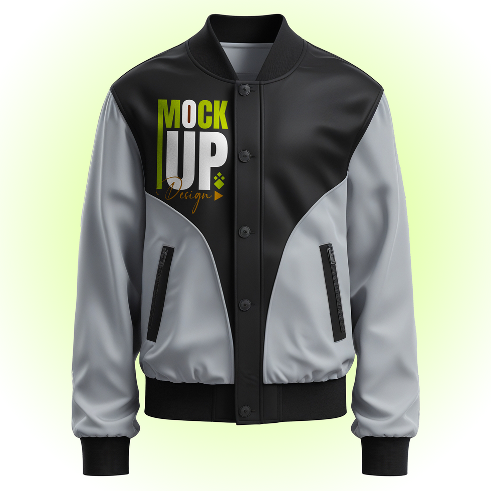 Varsity jumper and jacket mockup template perfect for sportswear and outerwear display psd