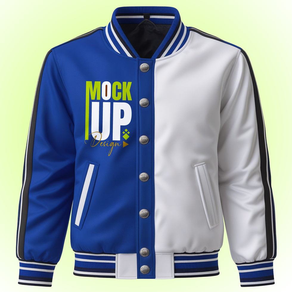 Long sleeve jacket and jumper mockup template perfect for varsity jacket designs psd