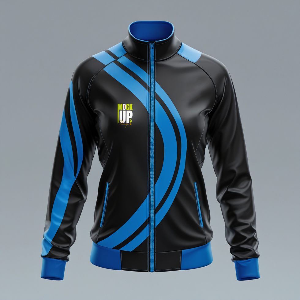Jersey jacket design and sweatshirt mockup for stylish loungewear and active wear template psd