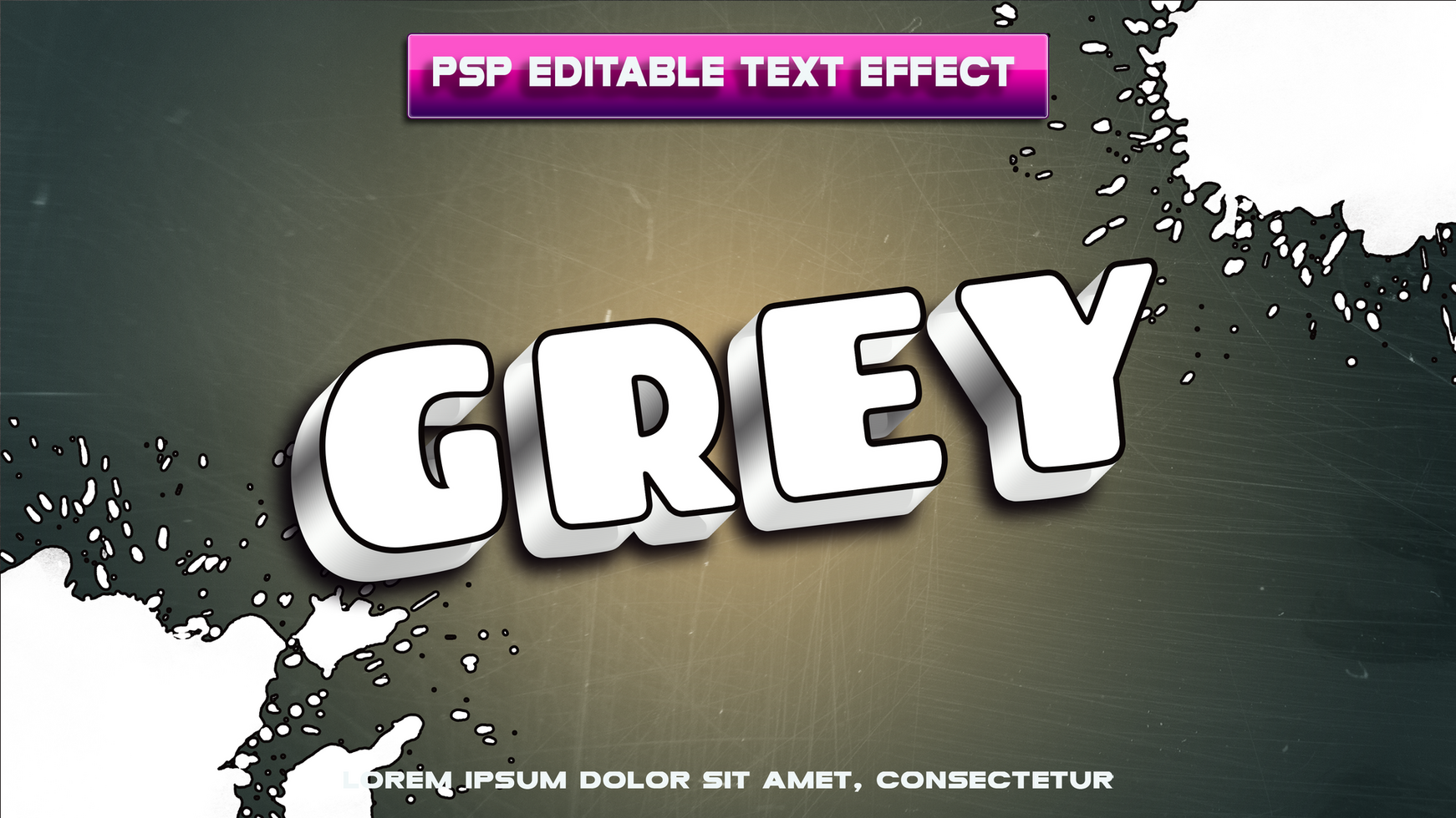 the text effect for grey is shown in the image psd