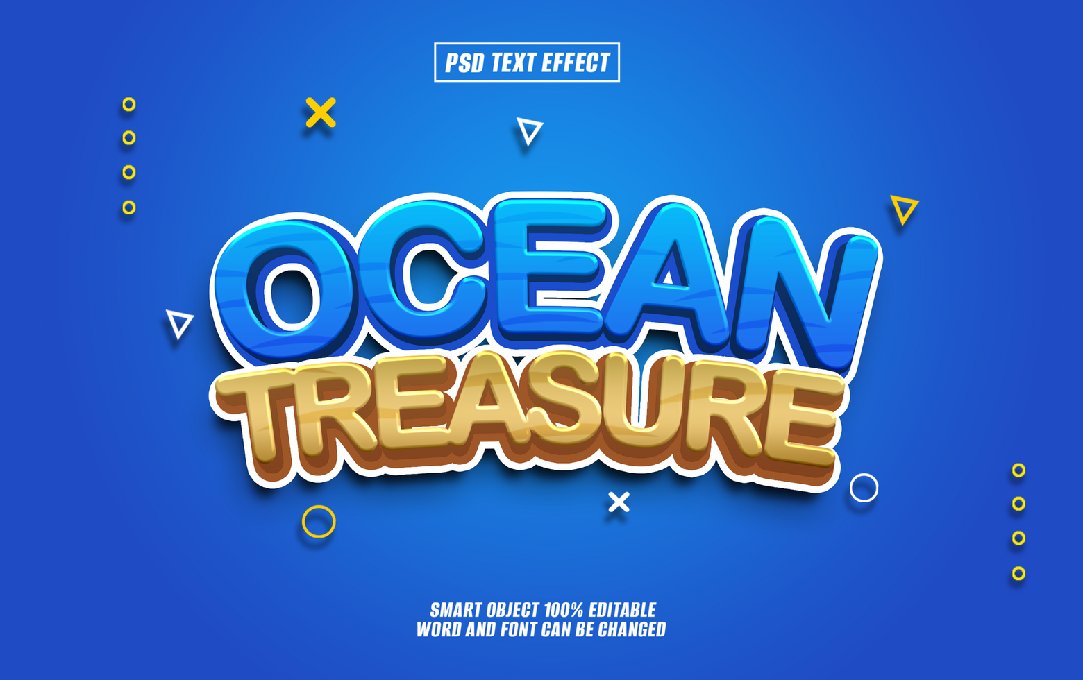 3D text effect design Ocean Treasure psd