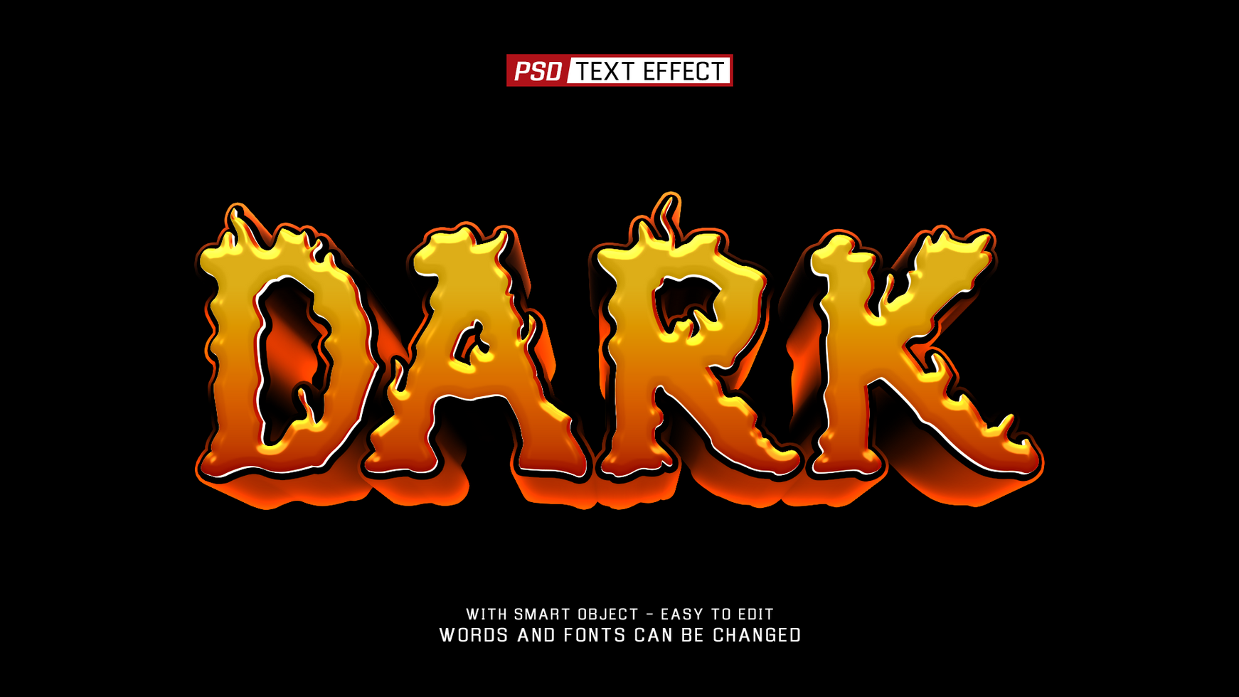 dark 3d text effect psd