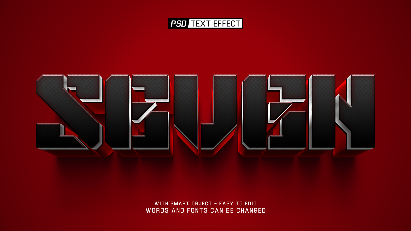 seven 3d text effect psd
