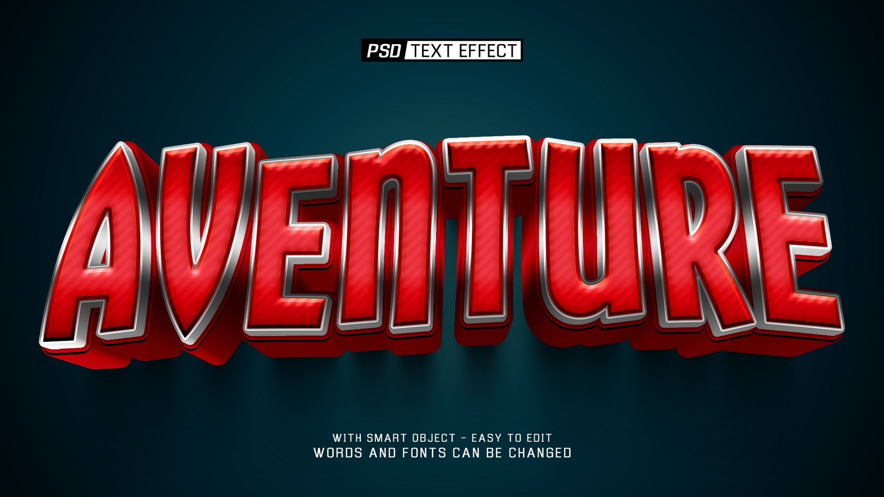 aventure 3d text effect psd