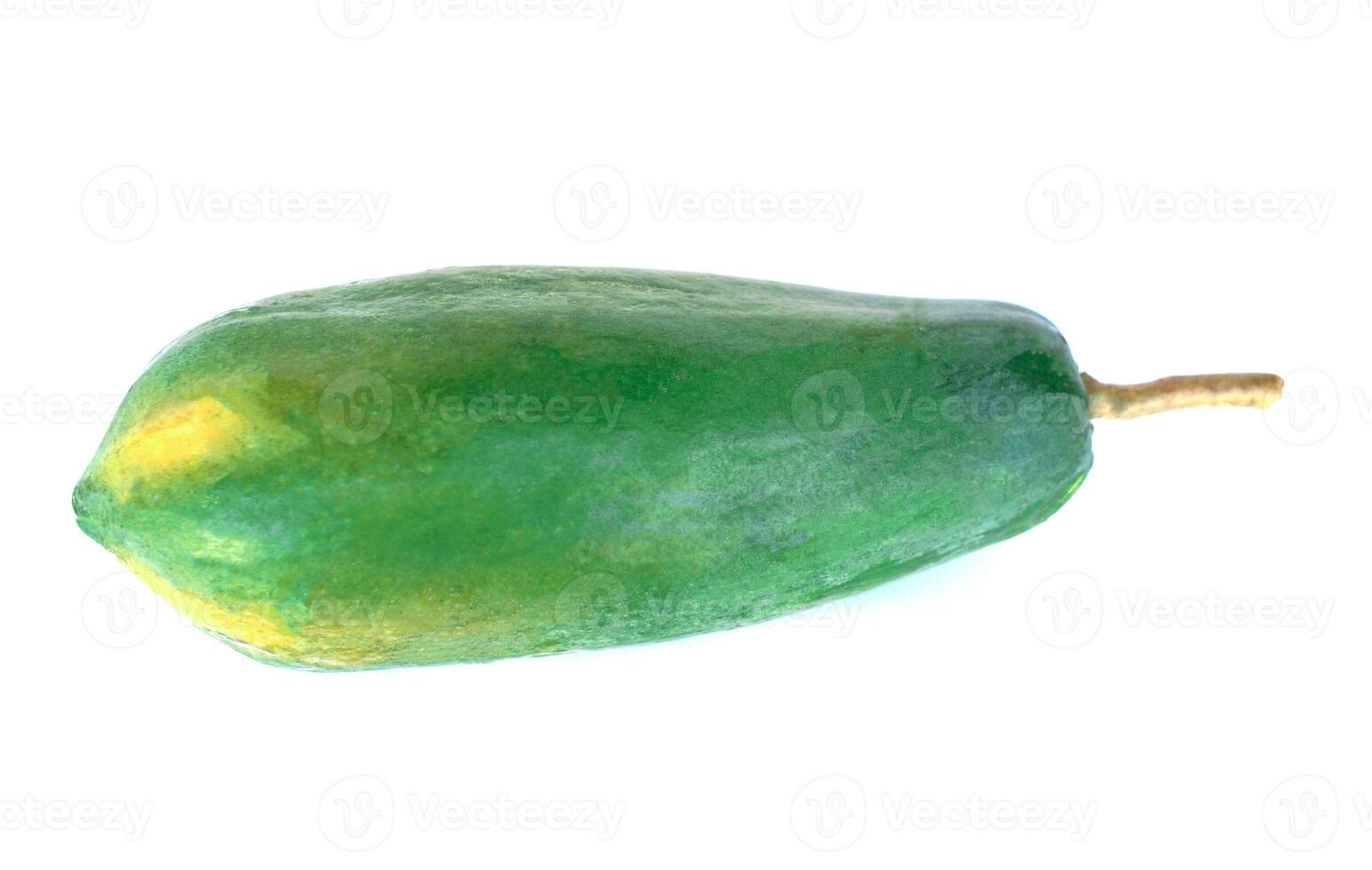 Fresh papaya isolated on white background. Concept, healthy tropical fruit that can eat as ripe or raw for cook as Papaya salad menu. Delicious fruit with medicinal qualification. Good for health photo