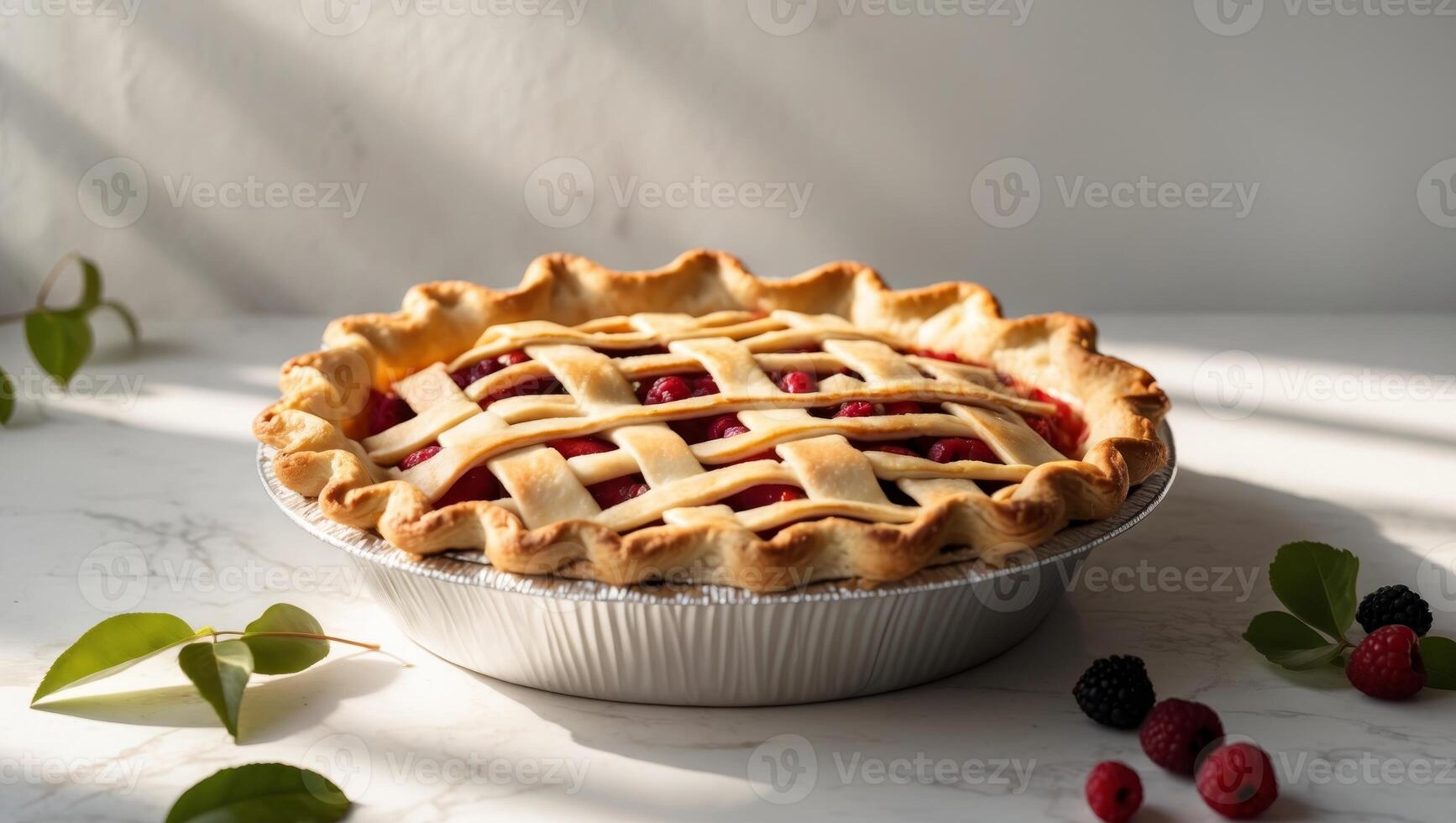 Appetizing Homemade Lattice Top Pie with Flaky Crust and Golden Brown FinishAppetizing Homemade Lattice Top Pie with Flaky Crust and Golden Brown Finish. photo