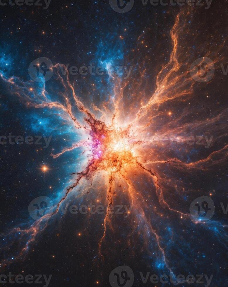 Breathtaking cosmic display showcases the vibrant aftermath of a supernova in deep space photo
