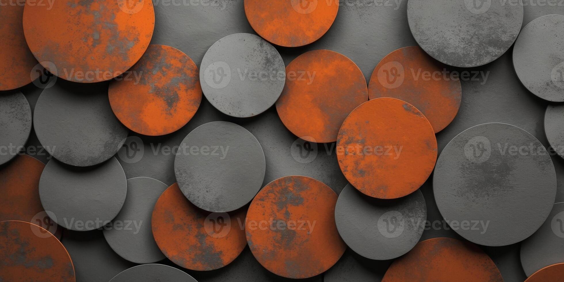Overlapping rusty orange and grey circles background texture photo