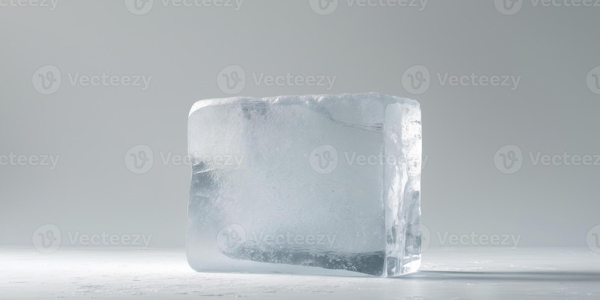 A large piece of ice is sitting on a white surfaceA large piece of ice is sitting on a white surface. photo