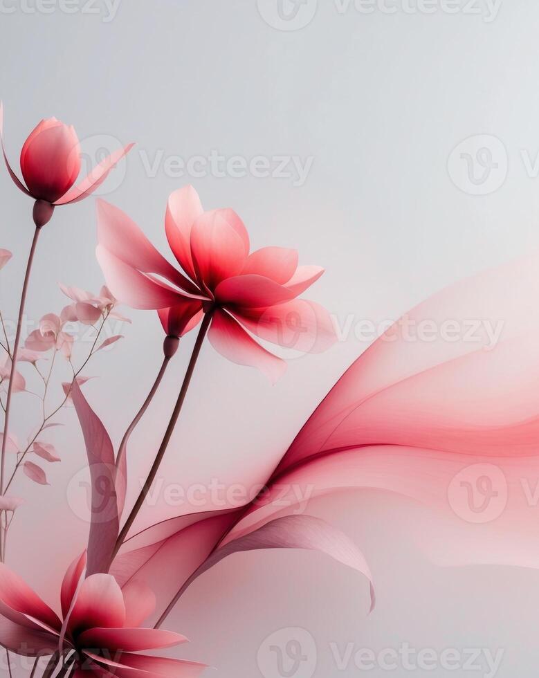 Elegant Floral Frame with Red and Pink Gradient Design photo