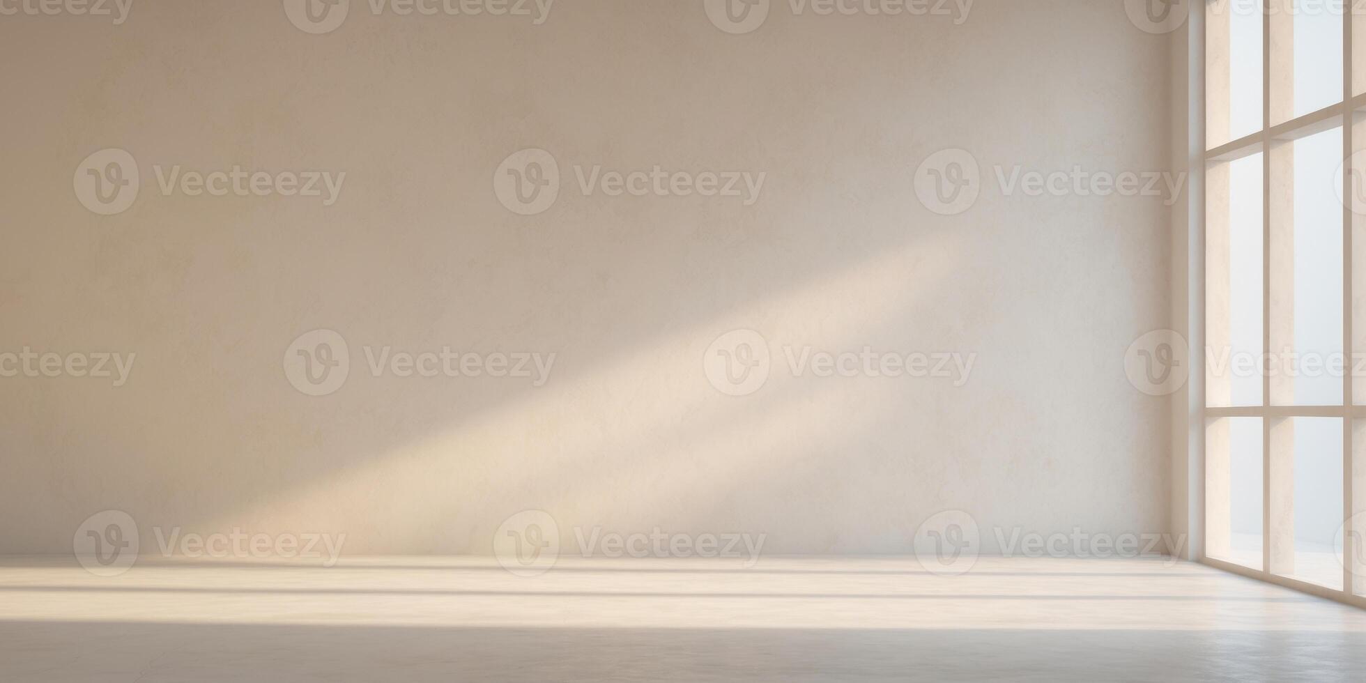 A room with a large window that lets in a lot of light photo