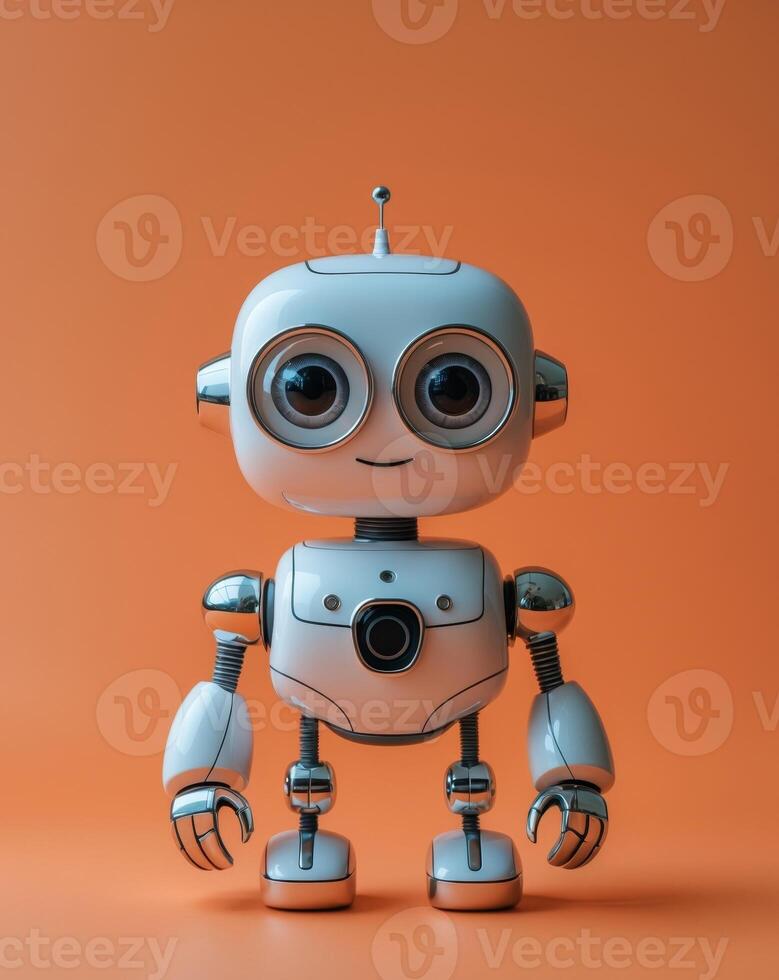 Adorable Little Robot on Orange Background photo