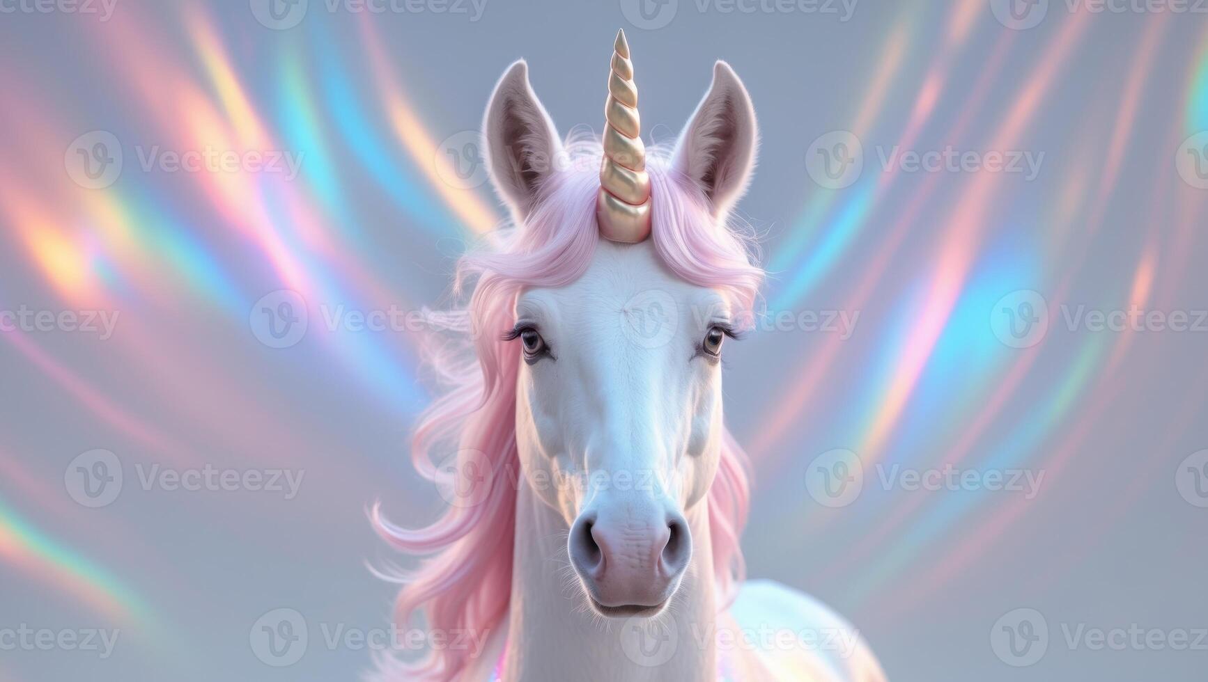 Holographic Unicorn Gradient colors soft blurred background photo