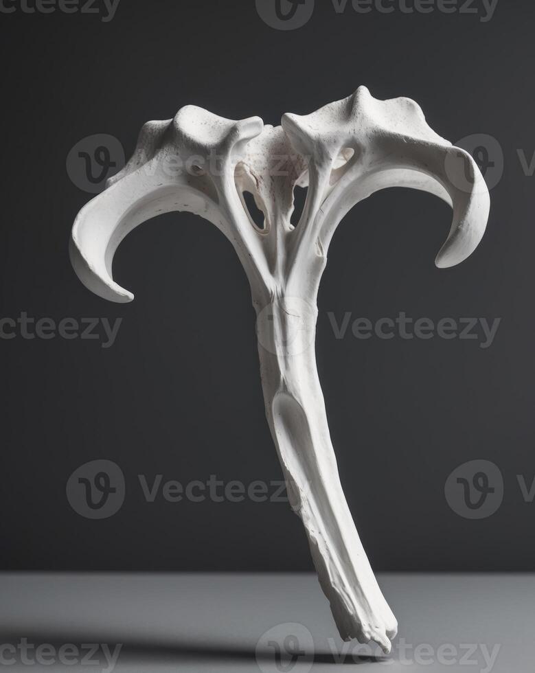 Anatomical White Bone on Black BackgroundAnatomical White Bone on Black Background. photo