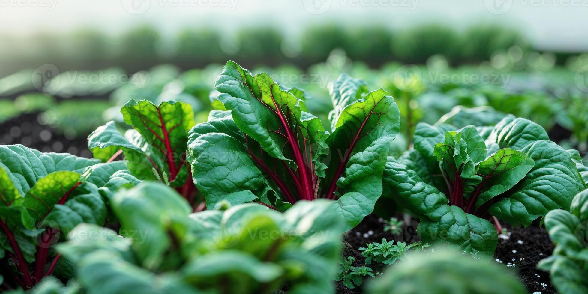 gardening close up with chard in a garden bed photo