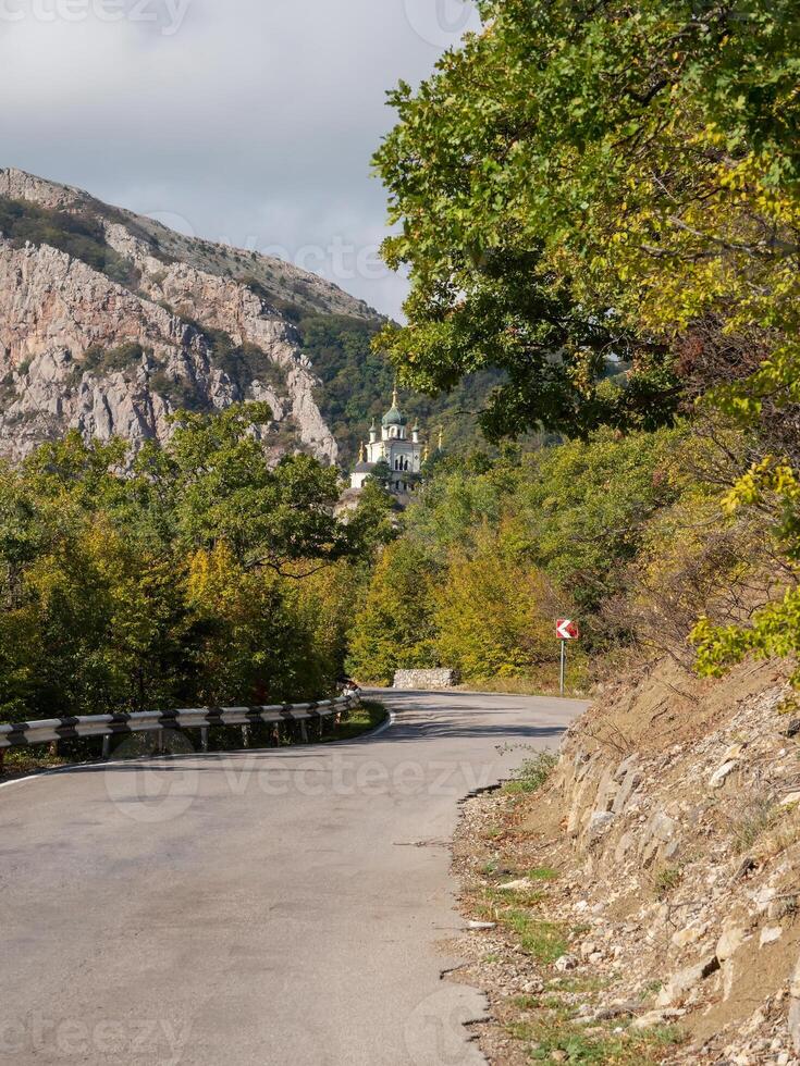 Way to the Church on the rock. photo