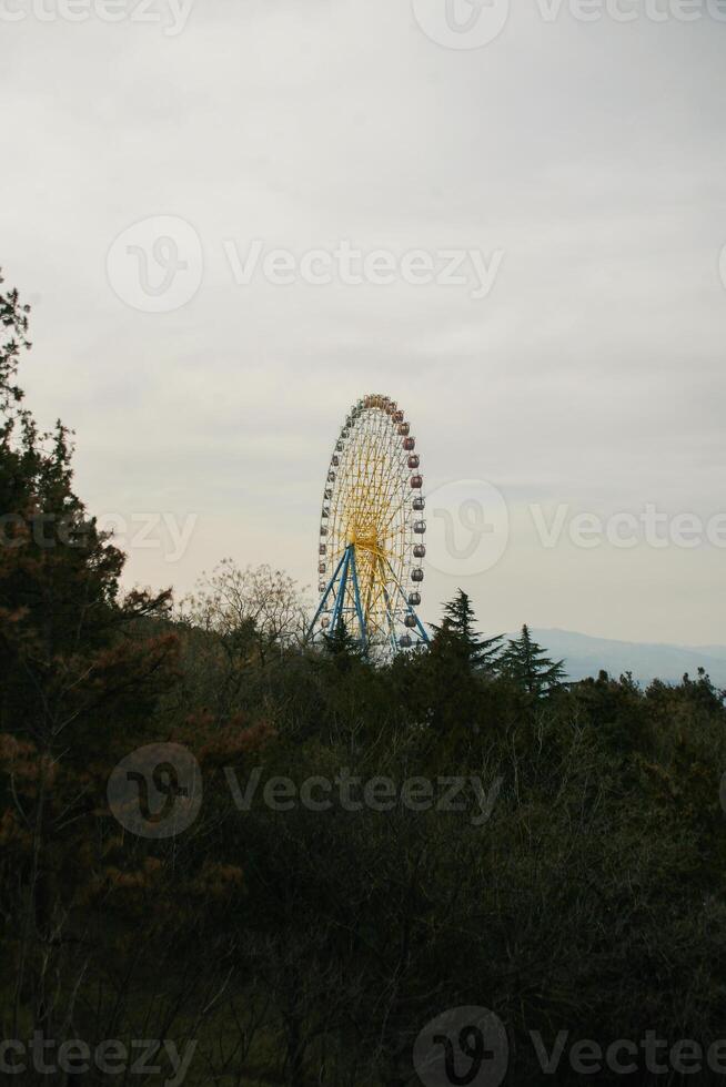 Vertical view of ferris wheel on the mountain in Georgia photo