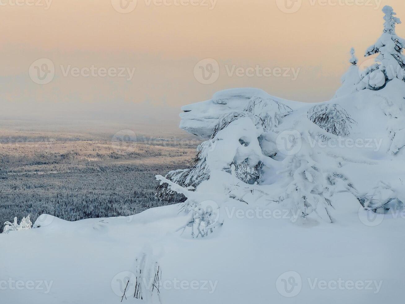 Mountain winter Face. Spirits of the mountains. photo