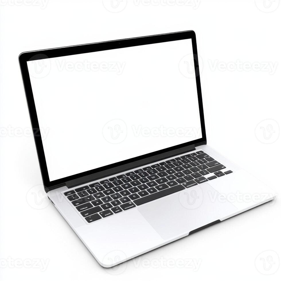 Modern laptop on a white background showcasing sleek design and clean appearance for technology enthusiasts and designers photo