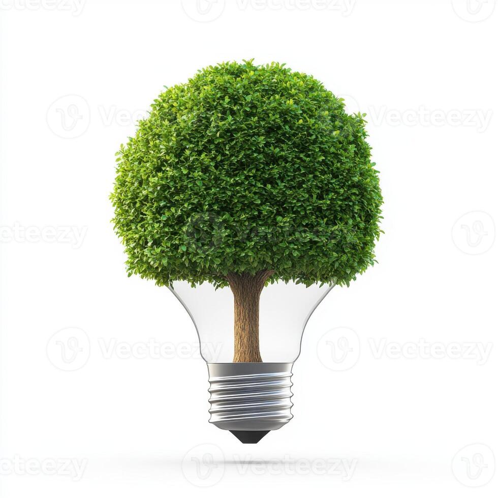 Innovative light bulb design combines a tree and energy efficiency in a creative concept photo
