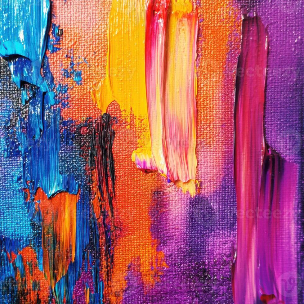 Bold and vibrant abstract painting showcasing textured strokes of color on canvas photo