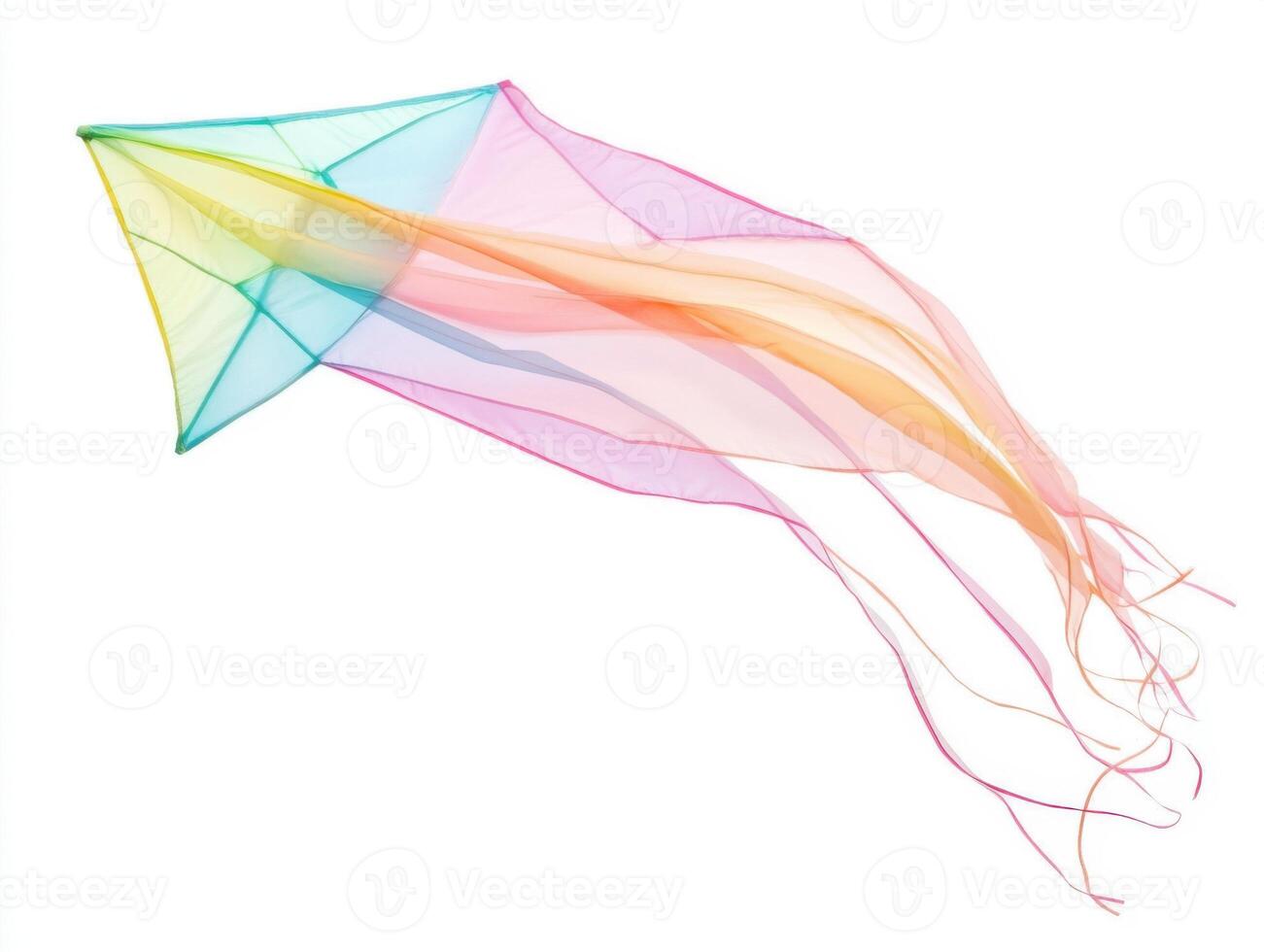 Colorful kite flying high in the bright sky during a sunny afternoon photo