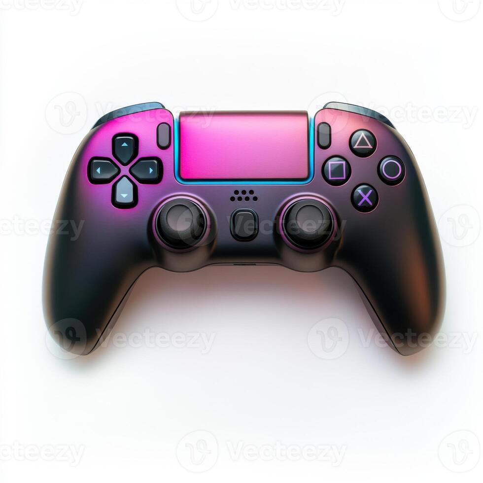 Controller with vibrant gradient design displayed on a plain surface in bright lighting for gaming enthusiasts photo